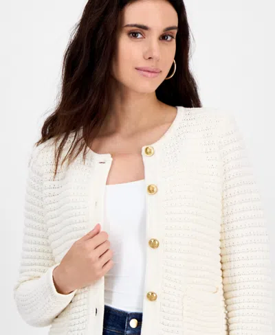 Inc International Concepts Petite Yarn-blend Button-down Cardigan Sweater, Created For Macy's In Neutral