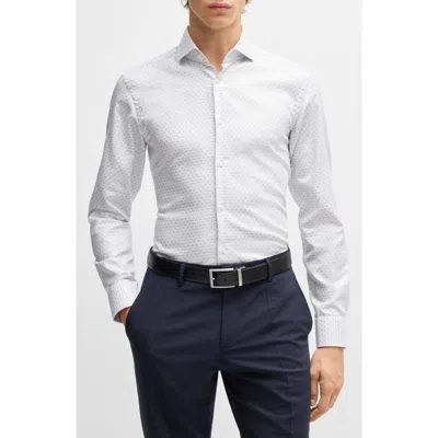 Hugo Boss Slim-fit Shirt In Italian-made Performance-stretch Jersey In White