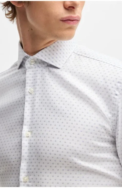 Hugo Boss Slim-fit Shirt In Italian-made Performance-stretch Jersey In White