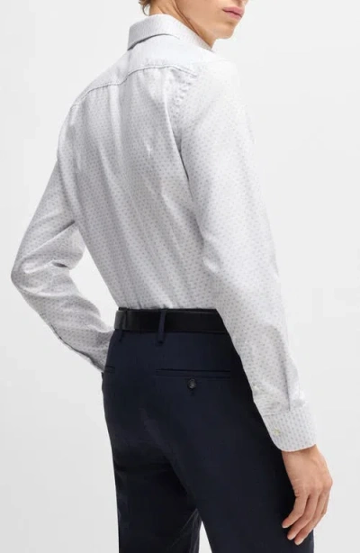 Hugo Boss Slim-fit Shirt In Italian-made Performance-stretch Jersey In White