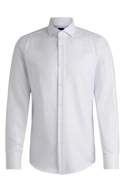 Hugo Boss Slim-fit Shirt In Italian-made Performance-stretch Jersey In White