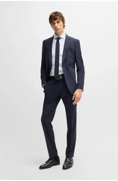 Hugo Boss Slim-fit Shirt In Italian-made Performance-stretch Jersey In White
