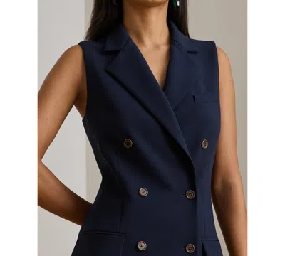 Ralph Lauren Women's Double-breasted Crepe Sleeveless Dress In Blue