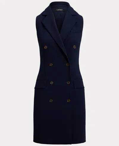 Ralph Lauren Women's Double-breasted Crepe Sleeveless Dress In Blue