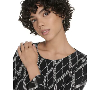 Tommy Hilfiger Petite 3/4-sleeve Crewneck Jersey Shift Dress In Black