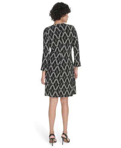 Tommy Hilfiger Petite 3/4-sleeve Crewneck Jersey Shift Dress In Black