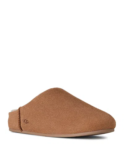 Ugg Slip-on Sandals With Smooth Suede Exterior In Brown
