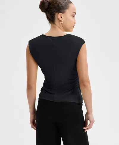 Inc International Concepts Petite Asymmetric Draped Top, Exclusively At Macy's In Black