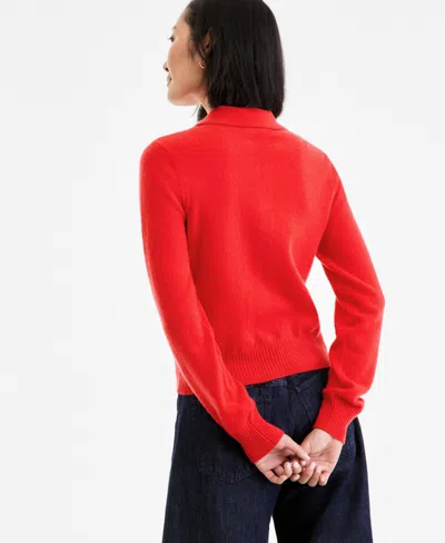 Charter Club Women's 100% Cashmere Collared Shrunken Cardigan, Macy's Exclusive In Red
