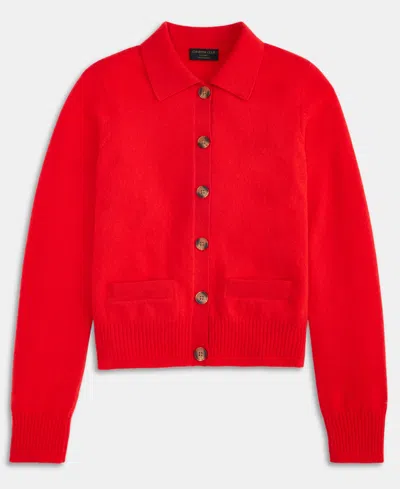 Charter Club Women's 100% Cashmere Collared Shrunken Cardigan, Macy's Exclusive In Red