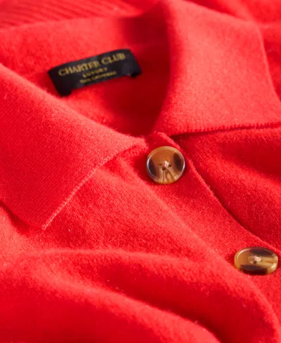 Charter Club Women's 100% Cashmere Collared Shrunken Cardigan, Macy's Exclusive In Red