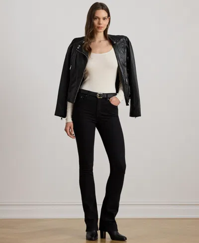 Ralph Lauren Women's Rib-knit Long-sleeve Scoopneck Tee In White