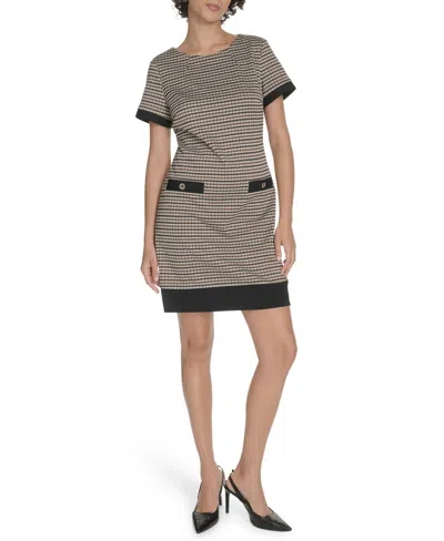 Tommy Hilfiger Petite Crewneck Short-sleeve Shift Dress In Gold