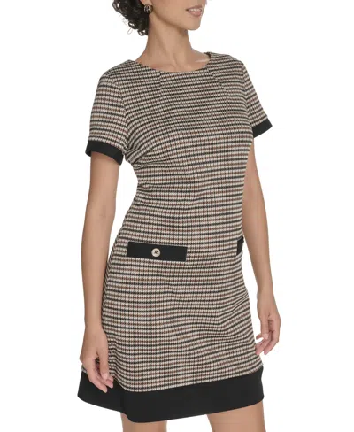 Tommy Hilfiger Petite Crewneck Short-sleeve Shift Dress In Gold