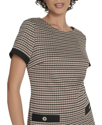 Tommy Hilfiger Petite Crewneck Short-sleeve Shift Dress In Gold