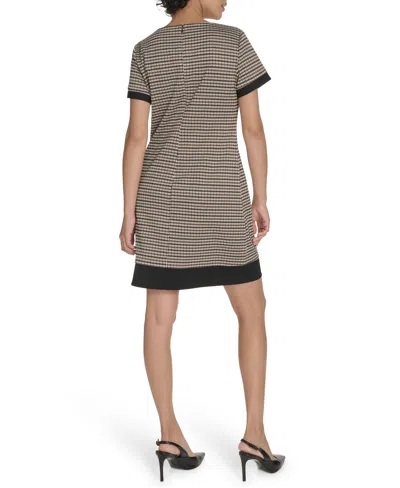 Tommy Hilfiger Petite Crewneck Short-sleeve Shift Dress In Gold