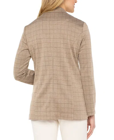 Liverpool Los Angeles Check Open Front Boyfriend Blazer In Brown