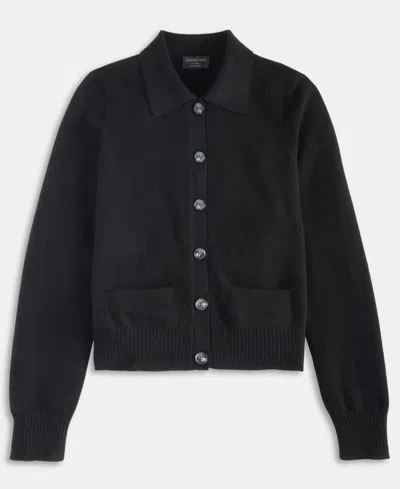 Charter Club Women's 100% Cashmere Collared Shrunken Cardigan, Macy's Exclusive In Black