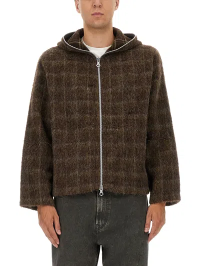 Our Legacy Textured Full Zip Hood Sweatshirt With Cozy Hood In Multi