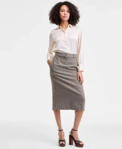 French Connection Women's Houndstooth Belted Midi Skirt In Multi
