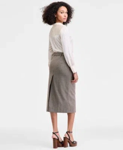 French Connection Women's Houndstooth Belted Midi Skirt In Multi