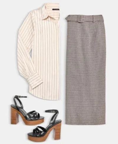 French Connection Women's Houndstooth Belted Midi Skirt In Multi