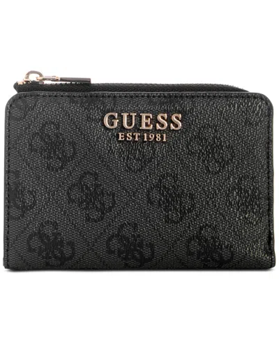 Guess Laurel Ii Logo Zip Around Card Case In Gray
