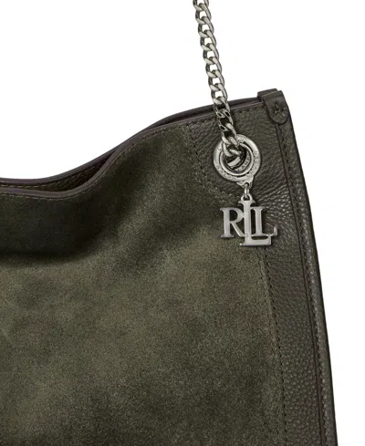 Ralph Lauren Bradley Small Suede Tote Bag In Green