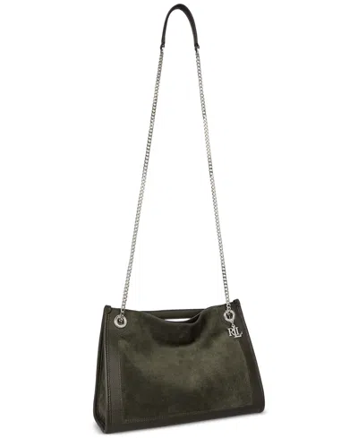 Ralph Lauren Bradley Small Suede Tote Bag In Green