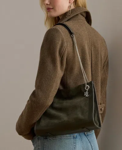 Ralph Lauren Bradley Small Suede Tote Bag In Green
