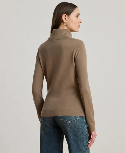 Ralph Lauren Geo-print Wool-blend Turtleneck Sweater In Brown