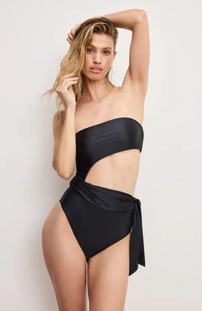Good American Women's Cutout Tied Bandeau One-piece Swimsuit In Multi