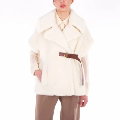 Max Mara Teddy Fabric Alpaca And Wool Cape In White