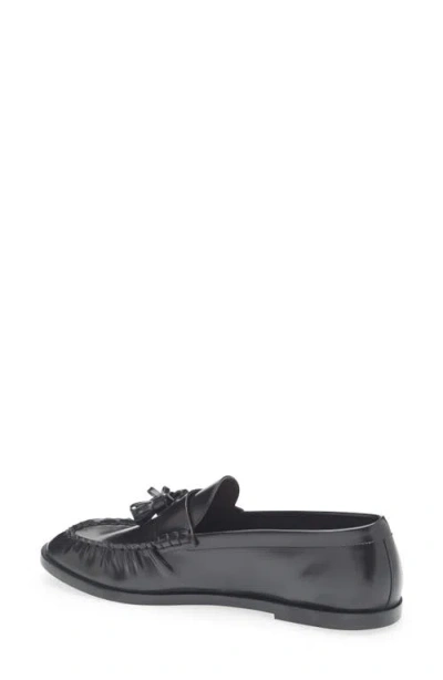 The Row Flat Sole Leather Loafers Featuring Tassel Detail In Black