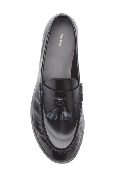 The Row Flat Sole Leather Loafers Featuring Tassel Detail In Black