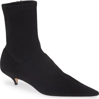 The Row Liisa Suede Kitten-heel Booties In Black