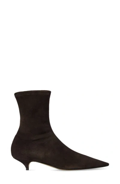 The Row Suede Liisa Kitten Ankle Boots 35 In Brown