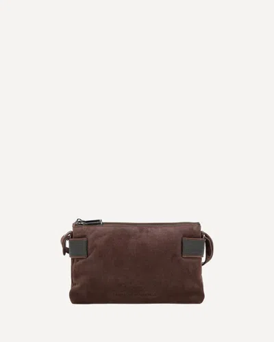 Brunello Cucinelli Compact Suede Shoulder Bag In Burgundy