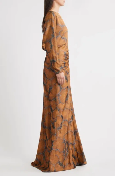 Amsale Long Sleeve Jacquard Gown In Multi
