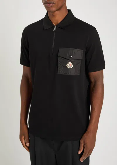 Moncler Cotton Piquet Polo Shirt With Pocket Clothing In Black
