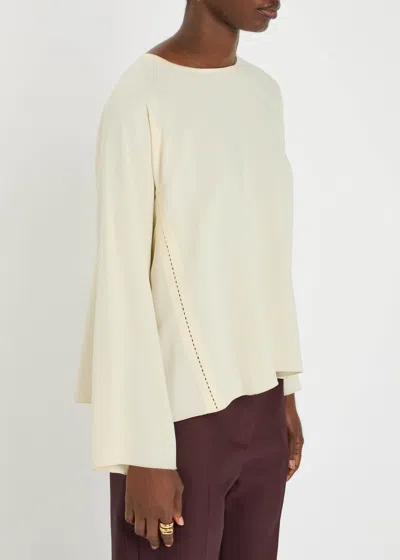 Forte Forte Relaxed Fit Long Sleeve Satin Top In Neutral