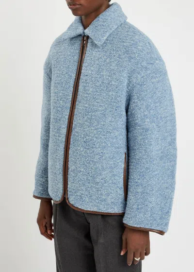 Jw Anderson Melange Wool-blend Jacket In Blue