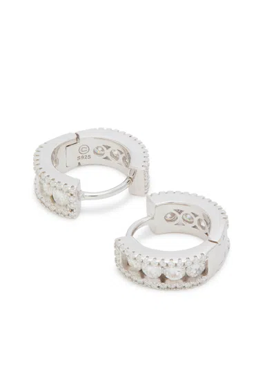 Cernucci Crystal-embellished Sterling Silver Hoop Earrings In Silver