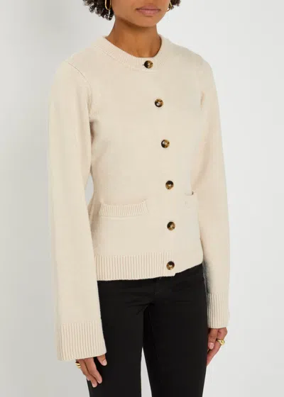 Good American Womens Vanilla001 Round-neck Button Knitted Cardigan Xs In White