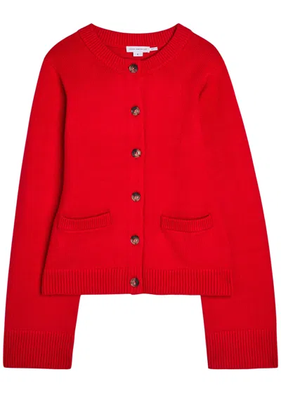 Good American Button Front Knit Cardigan Chili001 In Red