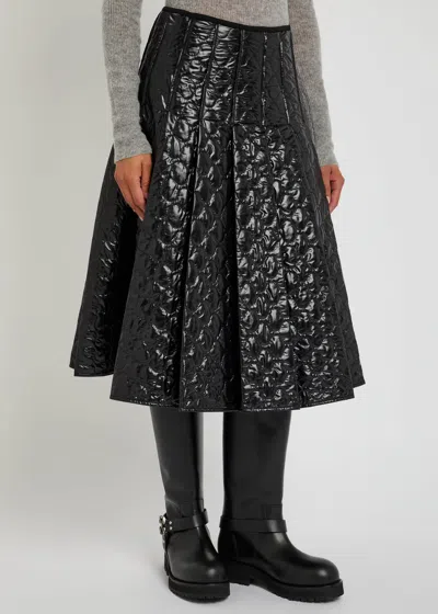 Moncler Black Padded Midi Skirt In Black