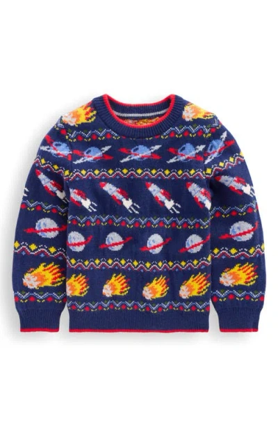 Mini Boden Kids' Outer Space Fair Isle Crewneck Sweater In Multi