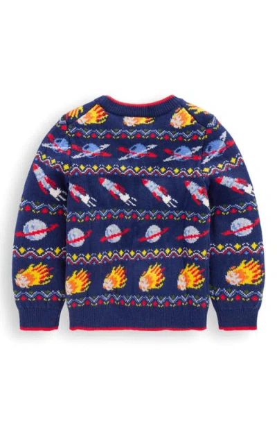 Mini Boden Kids' Outer Space Fair Isle Crewneck Sweater In Multi