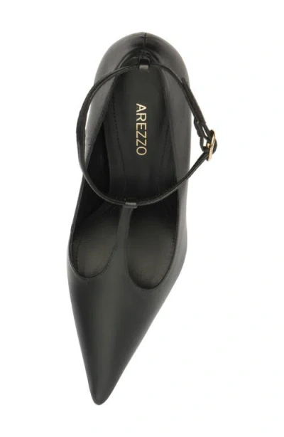Arezzo Roxy T-strap Pointed Toe Wedge Pump In Black