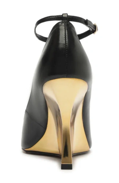 Arezzo Roxy T-strap Pointed Toe Wedge Pump In Black